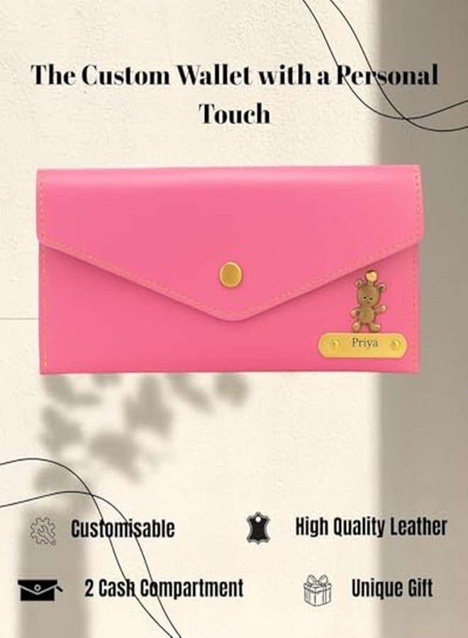 THE CUSTOMISED GIFT هدية مُخصصة: محفظة جلدية نسائية مزينة باسم وتعليقة | هدايا ذكرى الزواج، أعياد الميلاد، وحفلات الزفاف للنساء (لون وردي) - Image 3